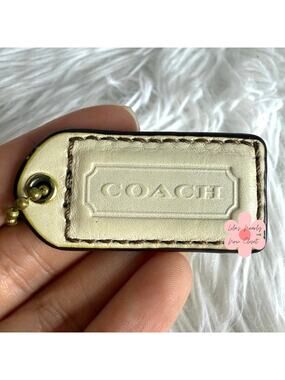 1.5" COACH CREAM Fob Bag Charm Hang tag Hangtag